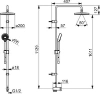 Colonne de douche Hansa Hansabasicjet sans mitigeur, douchette + pomme Ø 200 mm chrome