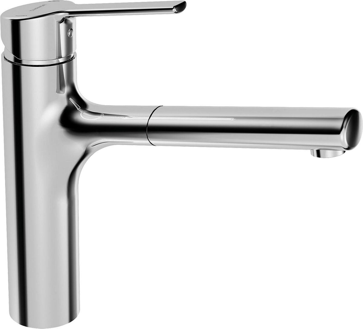 Mitigeur d'évier Hansa Hansaronda avec bec extractible saillie 200 mm chrome