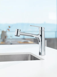 Mitigeur d'évier Hansa Hansaronda bec extractible saillie 200 mm chrome