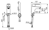 Mitigeur de lavabo Hansa Hansapolo saillie 103 mm chromé