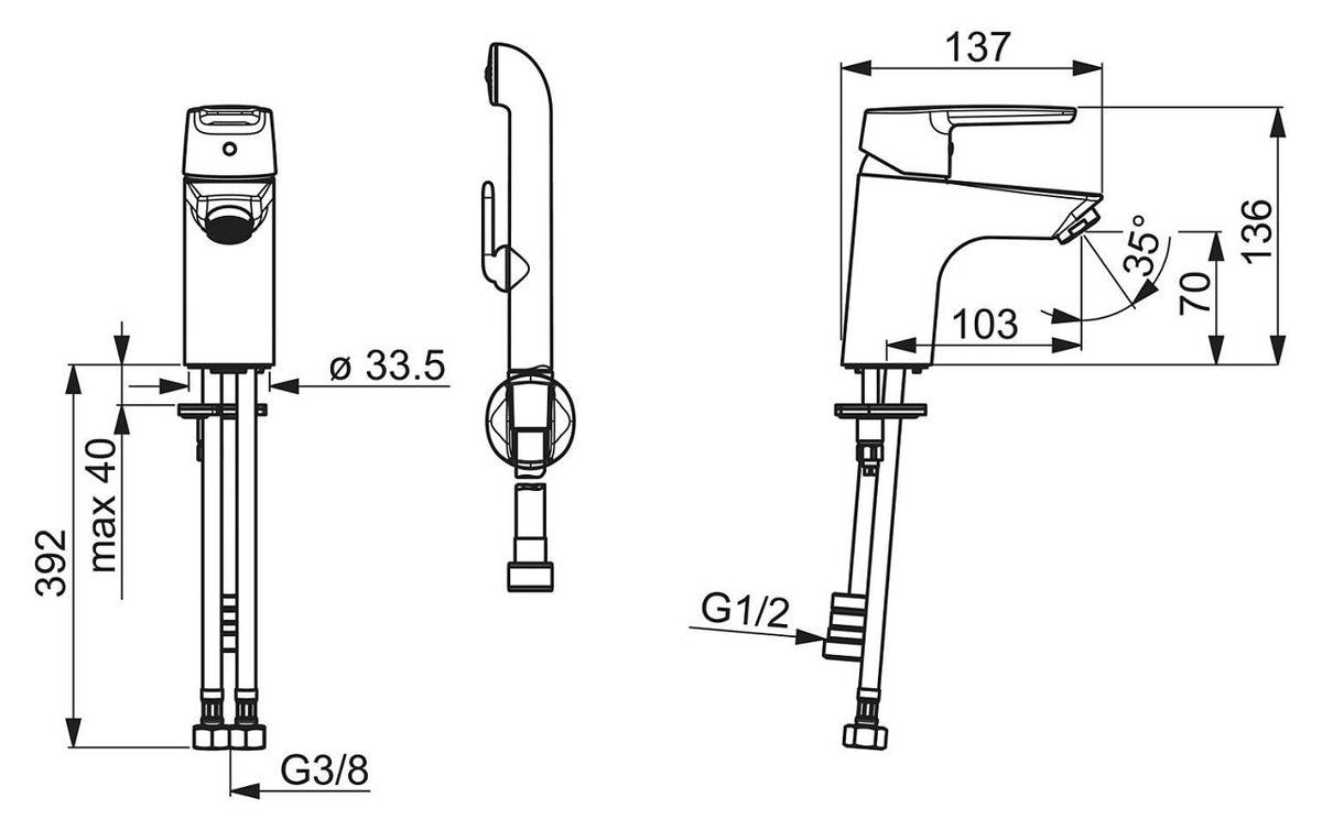 Mitigeur de lavabo Hansa Hansapolo saillie 103 mm chromé