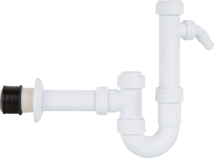 Siphon universel 1 1/2" & 1 1/4" x DN50 tube sortie avec robinet à bille/ouverture nettoyage
