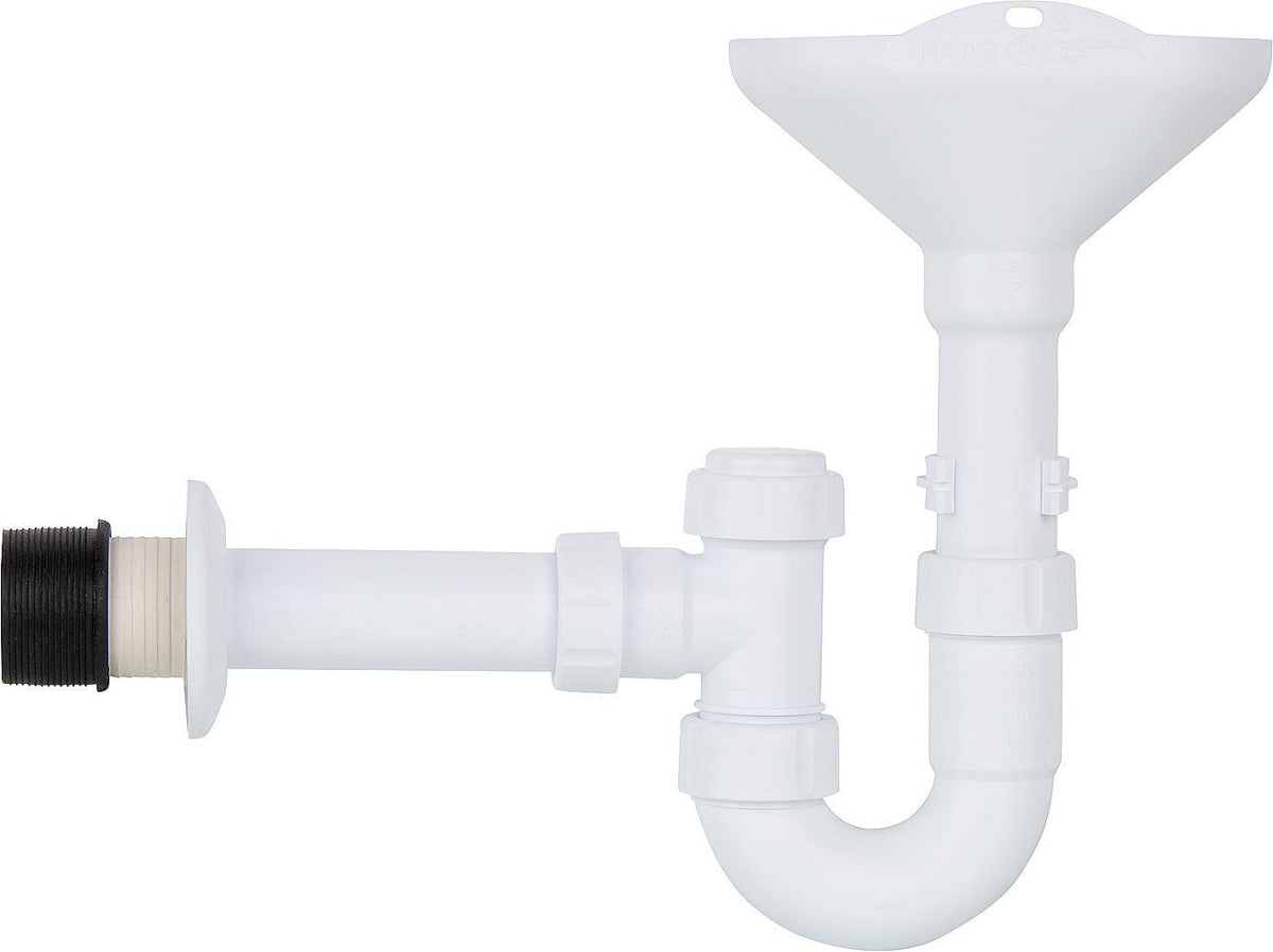 Siphon entonnoir DN40/50/56 plastique blanc, avec robinet à bille/ouverture de nettoyage