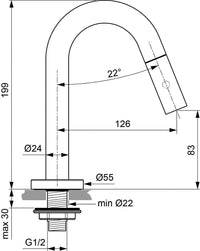 Robinet sur colonne Ideal Standard IdealStream saillie 126 mm chromé