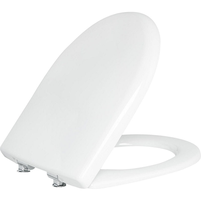 Abattant WC Geberit Renova blanc, avec fermeture douce, démontage rapide, charnièree laiton chromé