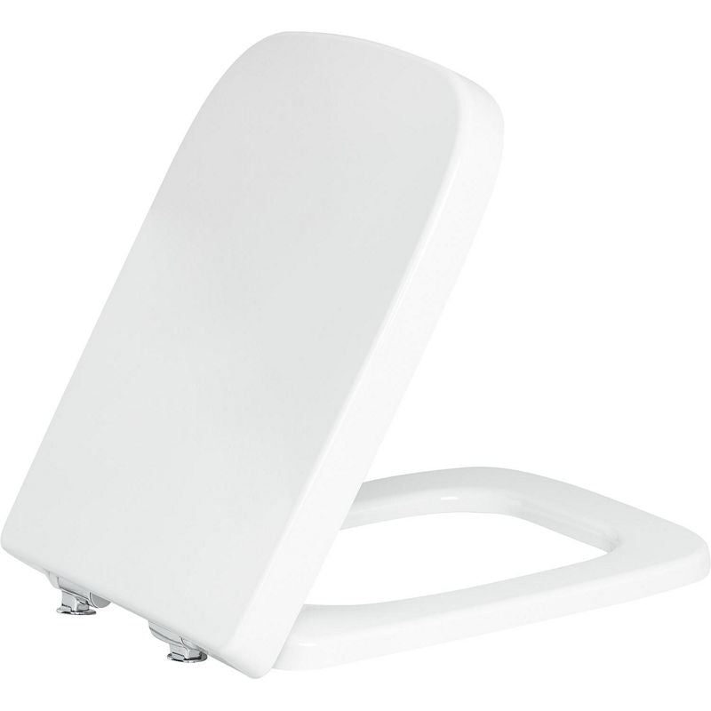 Abattant WC Geberit Renova Plan blanc, fermeture douce, démontage rapide, charnièree laiton chromé