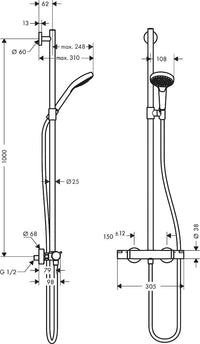 Hansgrohe Select S Multi Ecostat Comfort Thermostatic Shower Column White/Chrome