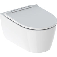 Pack combiné Geberit One WC suspendu à fond creux et Abattant WC blanc, Hauteurnverstellbar, Kera Tect, avec Turbo Flush, cache chromé