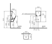 Urinoir à aspiration Vitra S20 Comfort, alimentation par l'arrière, sortie horizontale, 300×600×300 mm, blanc - vue 3