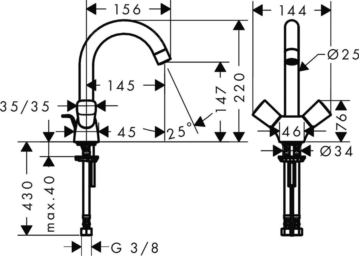 Mitigeur de lavabo Hansgrohe Logis saillie 145 mm chromé