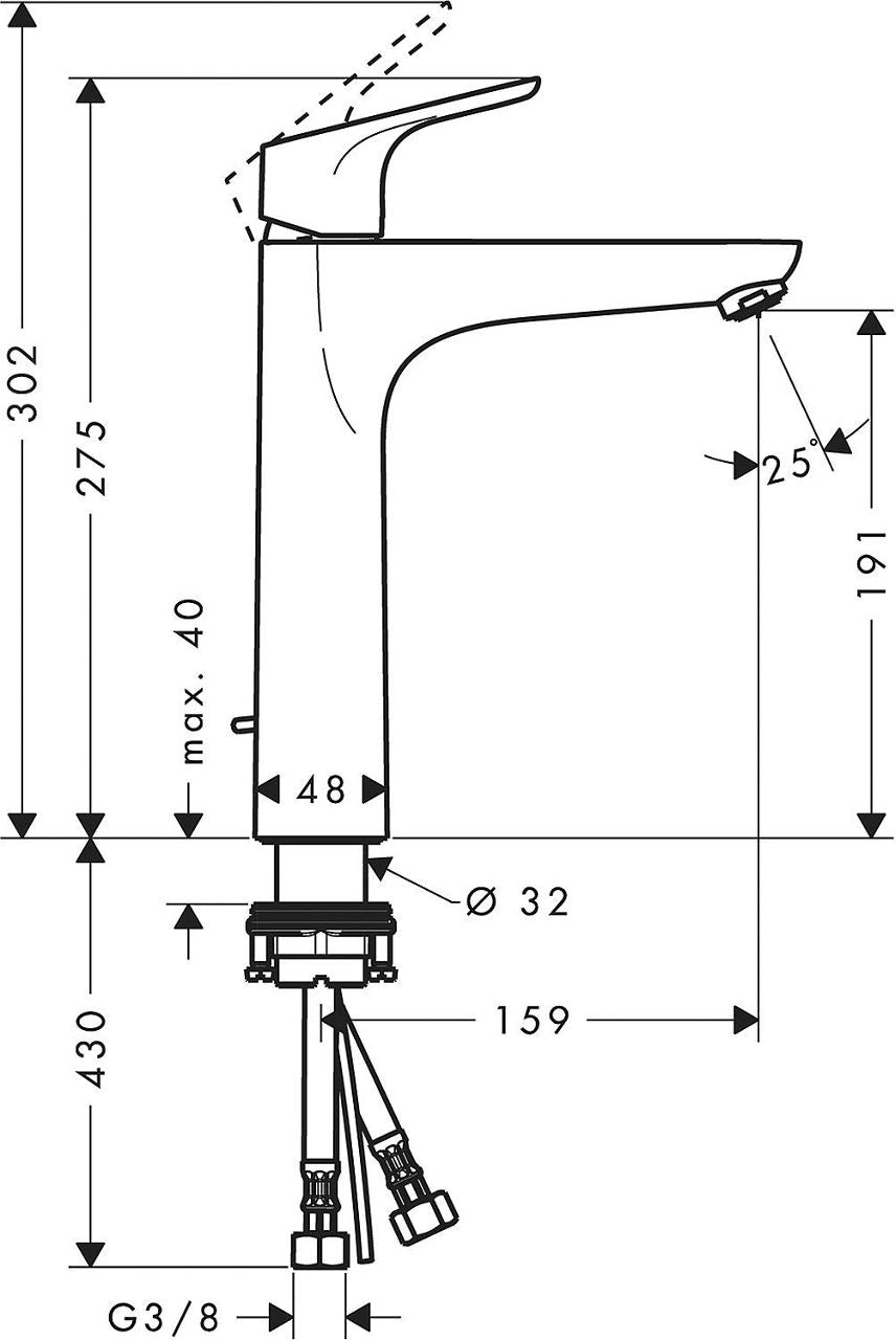 Mitigeur de lavabo Hansgrohe Focus saillie 159 mm chromé