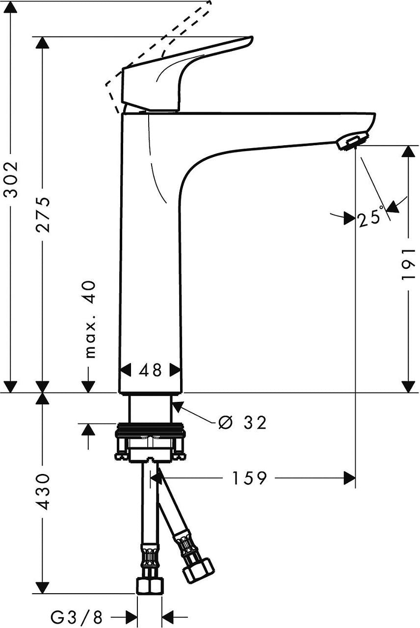 Mitigeur de lavabo Hansgrohe Focus saillie 159 mm chromé