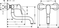 Mitigeur d'évier mural Hansgrohe Focus M41 avec bec orientable saillie 261 mm chrome