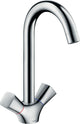 Mitigeur d'évier à deux poignées Hansgrohe Logis M31 220 Bec orientable Saillie 156 mm chrome