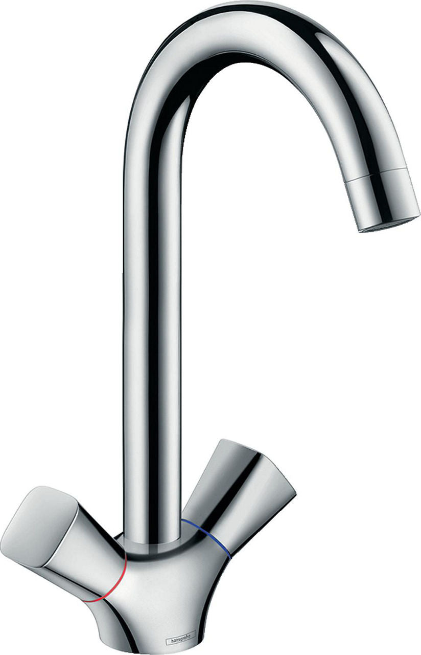 Mitigeur d'évier à deux poignées Hansgrohe Logis M31 220 Bec orientable Saillie 156 mm chrome
