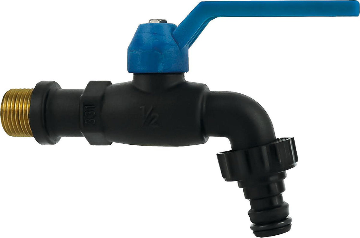 Robinet à boisseau sphérique d'écoulement PA 1/2" avec raccord rapide enfichable