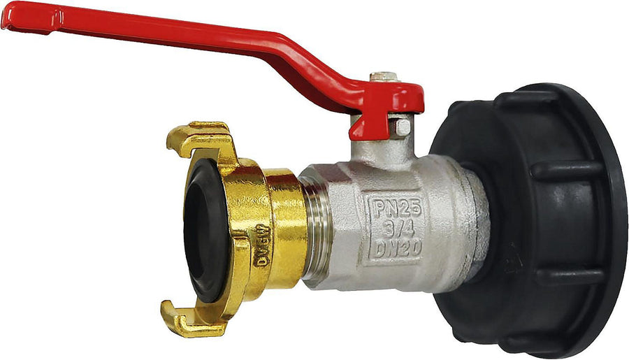 Adaptateur IBC avec robinet à boisseau sphérique et raccord à crabots, 3/4" S60×6