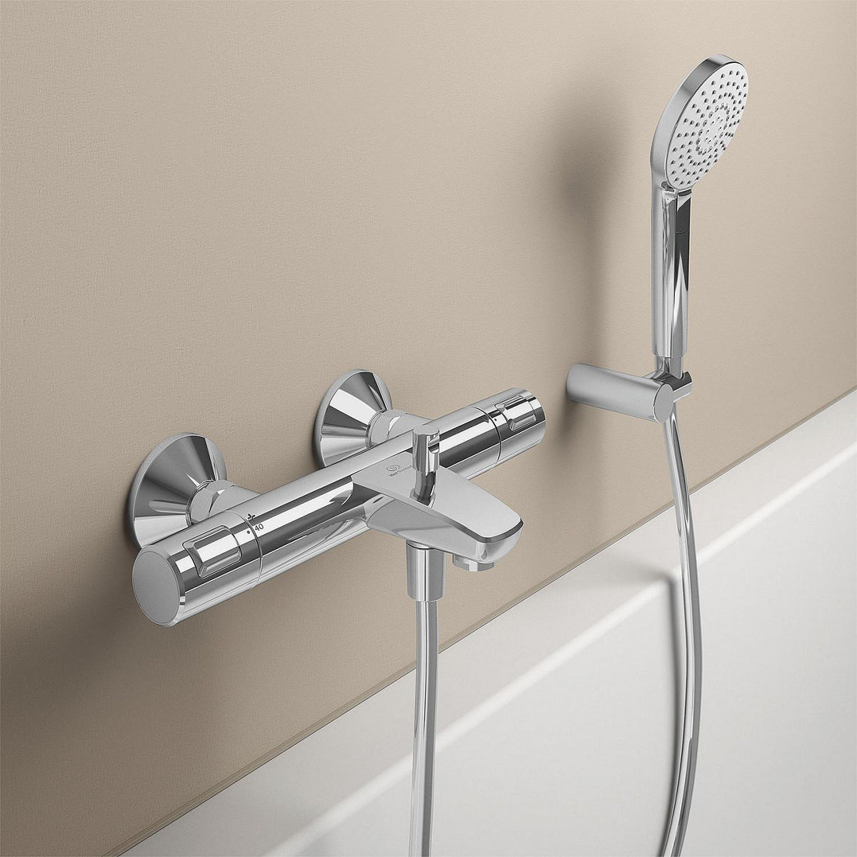 Thermostatique bain-douche apparent Ideal Standard Ceratherm T25 saillie 158 mm chromé