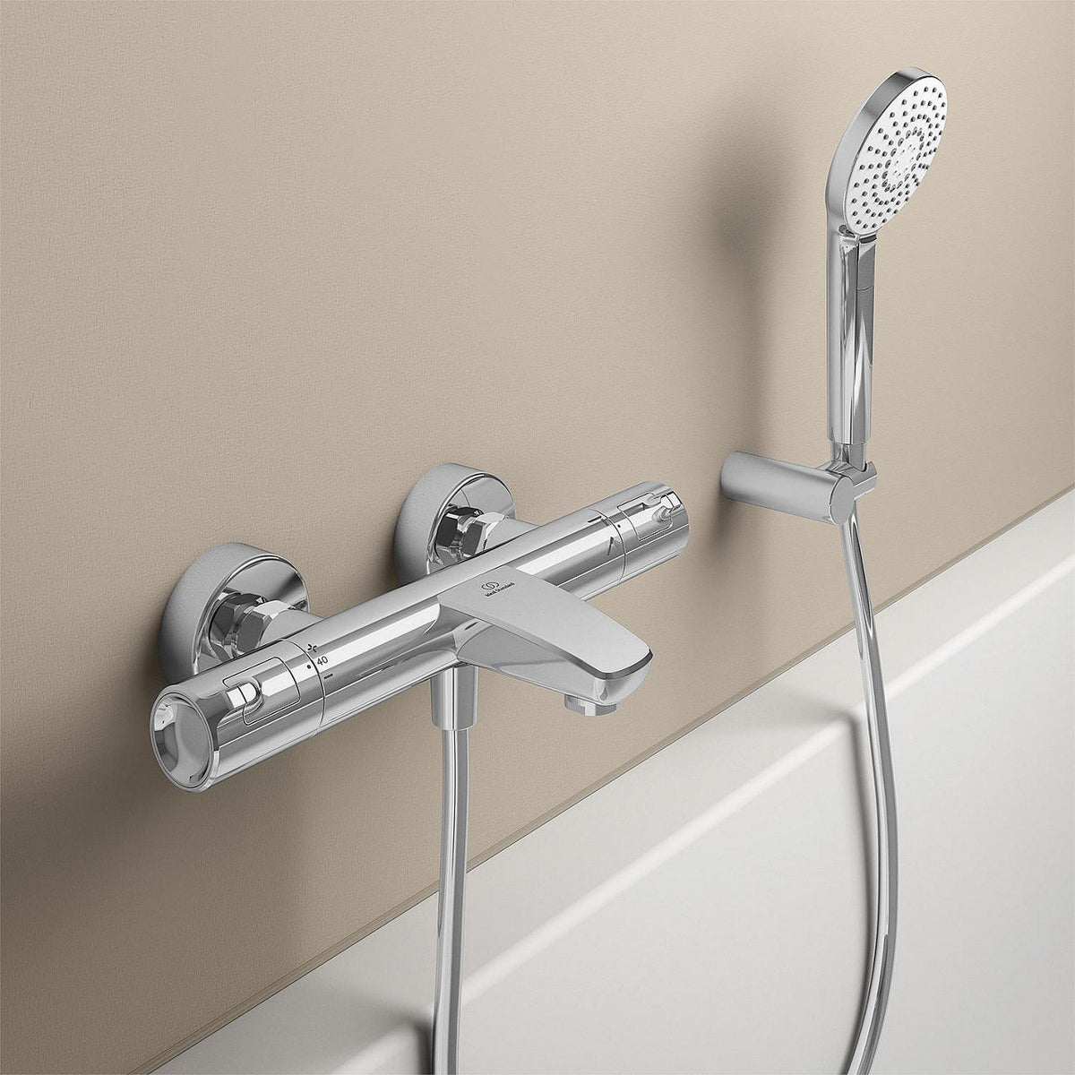 Thermostatique bain-douche apparent Ideal Standard Ceratherm T50 chromé