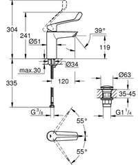 Mitigeur de lavabo Grohe Eurosmart M-Size chromé