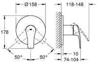 Mitigeur douche encastré Grohe Eurosmart rosace Ø 158 mm chromé