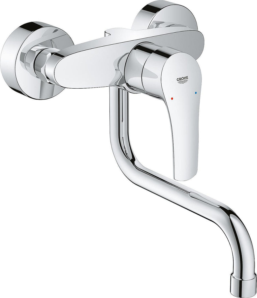 Mitigeur d'évier mural Grohe Eurosmart avec bec pivotant