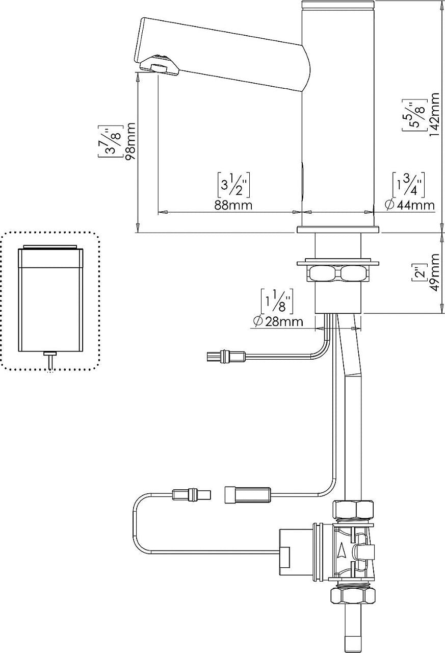Robinetterie électronique de lavabo Benkiser Metrix Primus saillie 110mm chromé