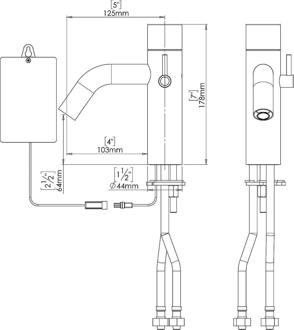 Robinetterie électronique de lavabo Benkiser Metrix Fashion saillie 125mm chromée