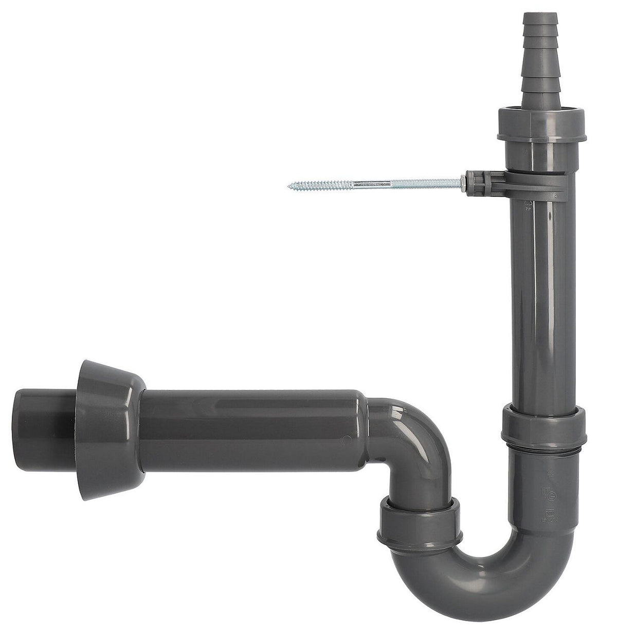 Siphon pour machine à laver 1 1/2" DN50 avec fixation murale en matériau recyclé