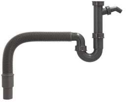 Siphon d'évier 1 1/2" x 40/50 mm, tube de sortie flexible avec raccord de tuyau en matériau recyclé