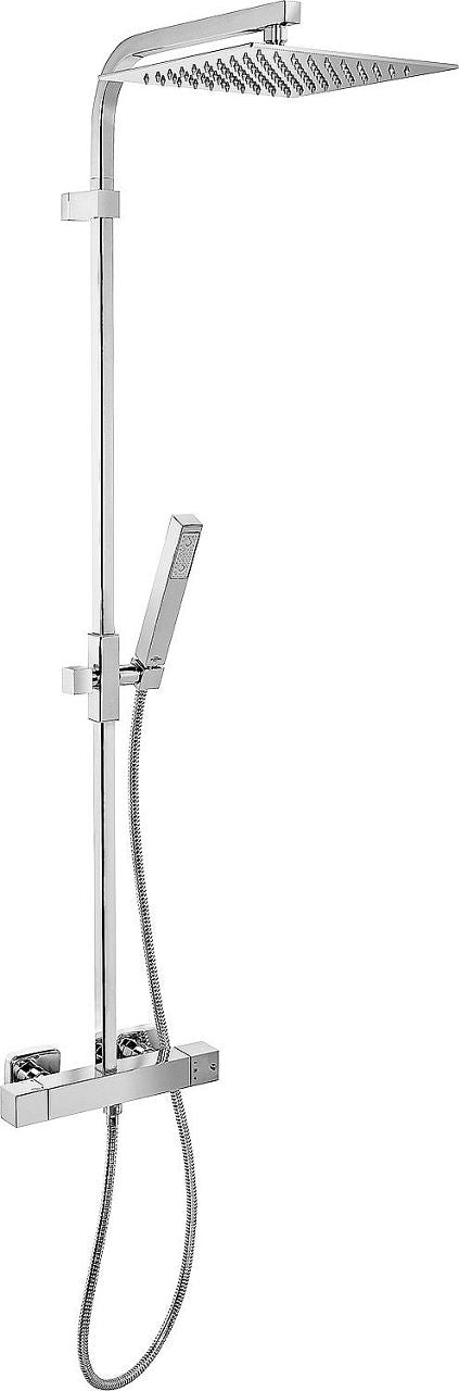 Duschsäule Karasu mit Handbrause, Kopfbrause 250x250 mm und Thermostat in Chrom