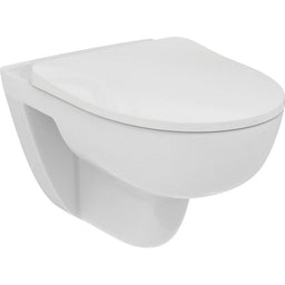 WC suspendu à fond creux Ideal standard i.Life ronde L x H x P : 360x330x540 mm sans bride de rinçage céramique blanc