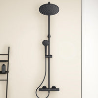 Ideal Standard Ceratherm T25 Thermostatic Shower System with Ø 200 mm Matt Black Head