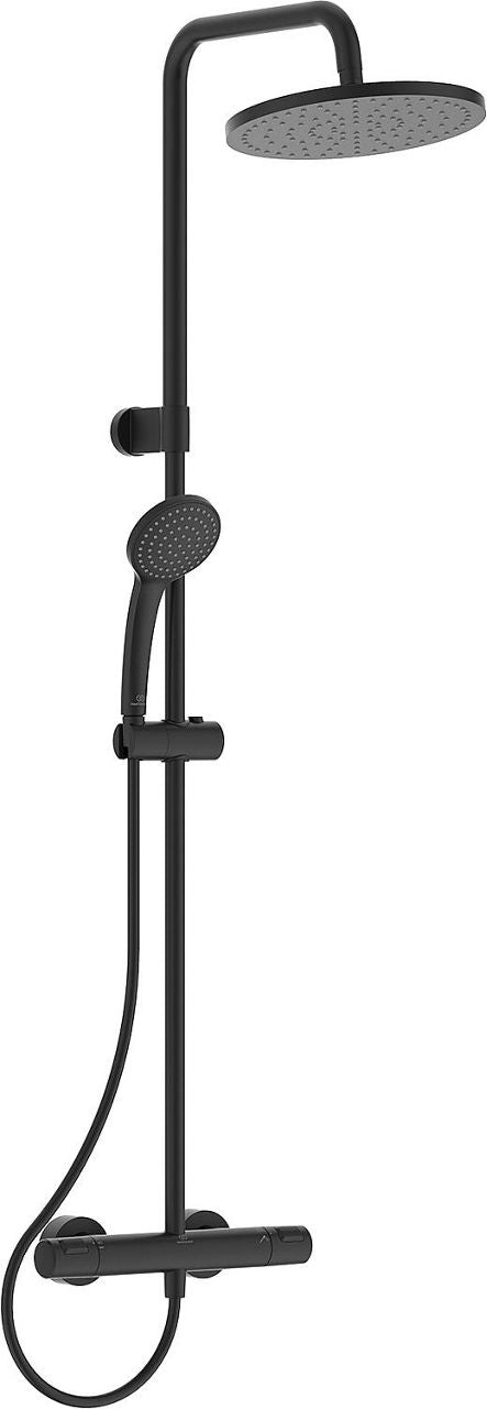 Ideal Standard Ceratherm T25 Thermostatic Shower System with Ø 200 mm Matt Black Head