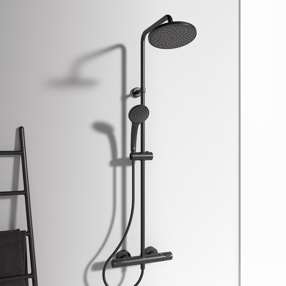 Ideal Standard Ceratherm T25 Thermostat-Duschsystem Handbrause Kopfbrause Ø 200 mm Mattschwarz