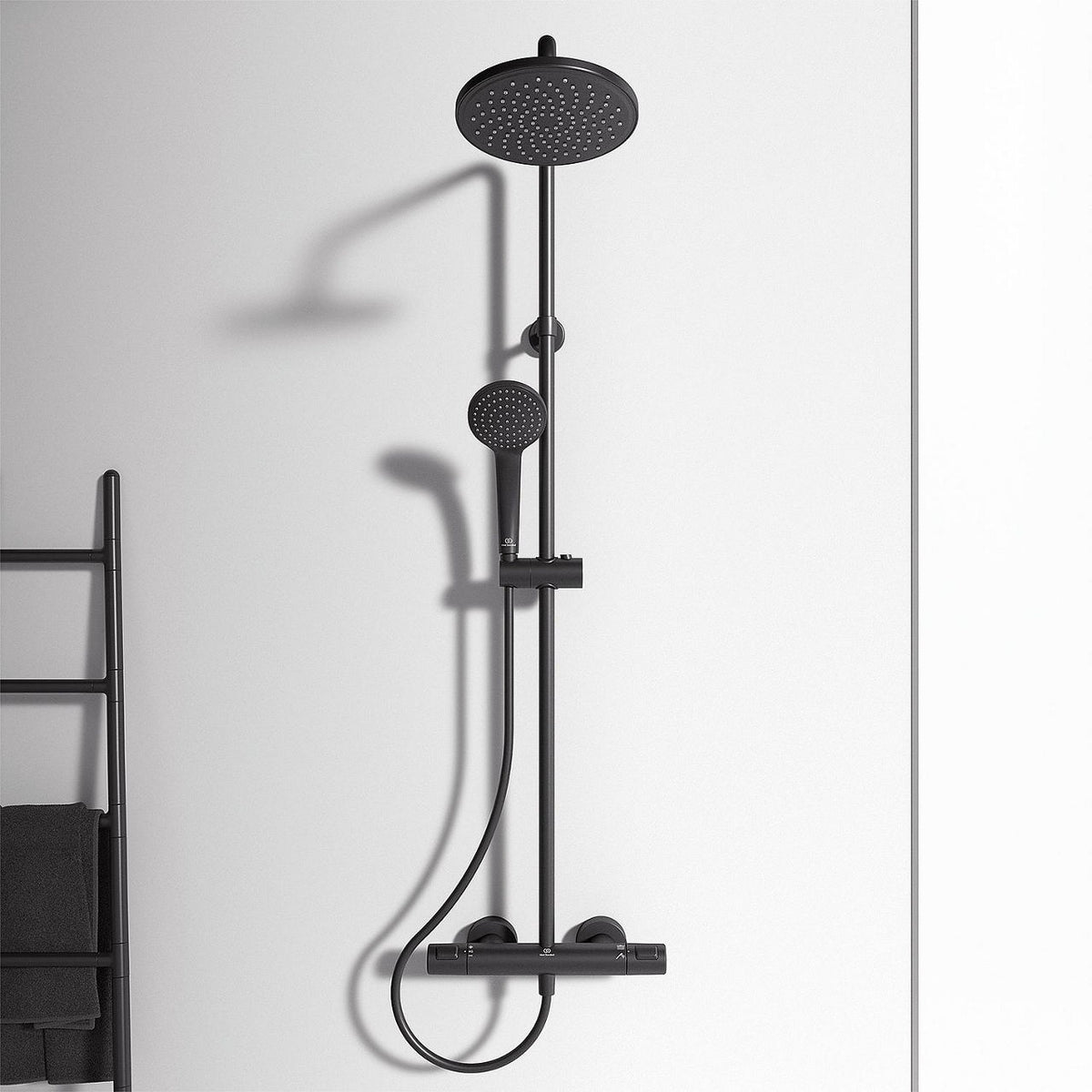 Ideal Standard Ceratherm T25 Thermostat-Duschsystem Handbrause Kopfbrause Ø 200 mm Mattschwarz