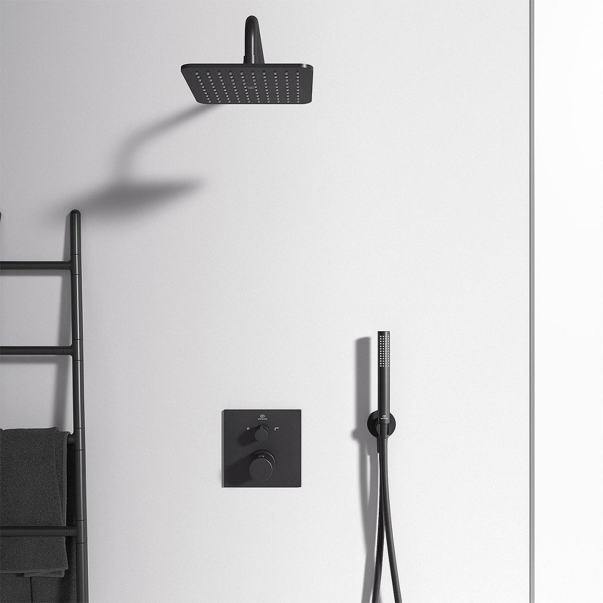 Pomme de douche Ideal Standard Idealrain Cube 200 x 200 mm, noir mat