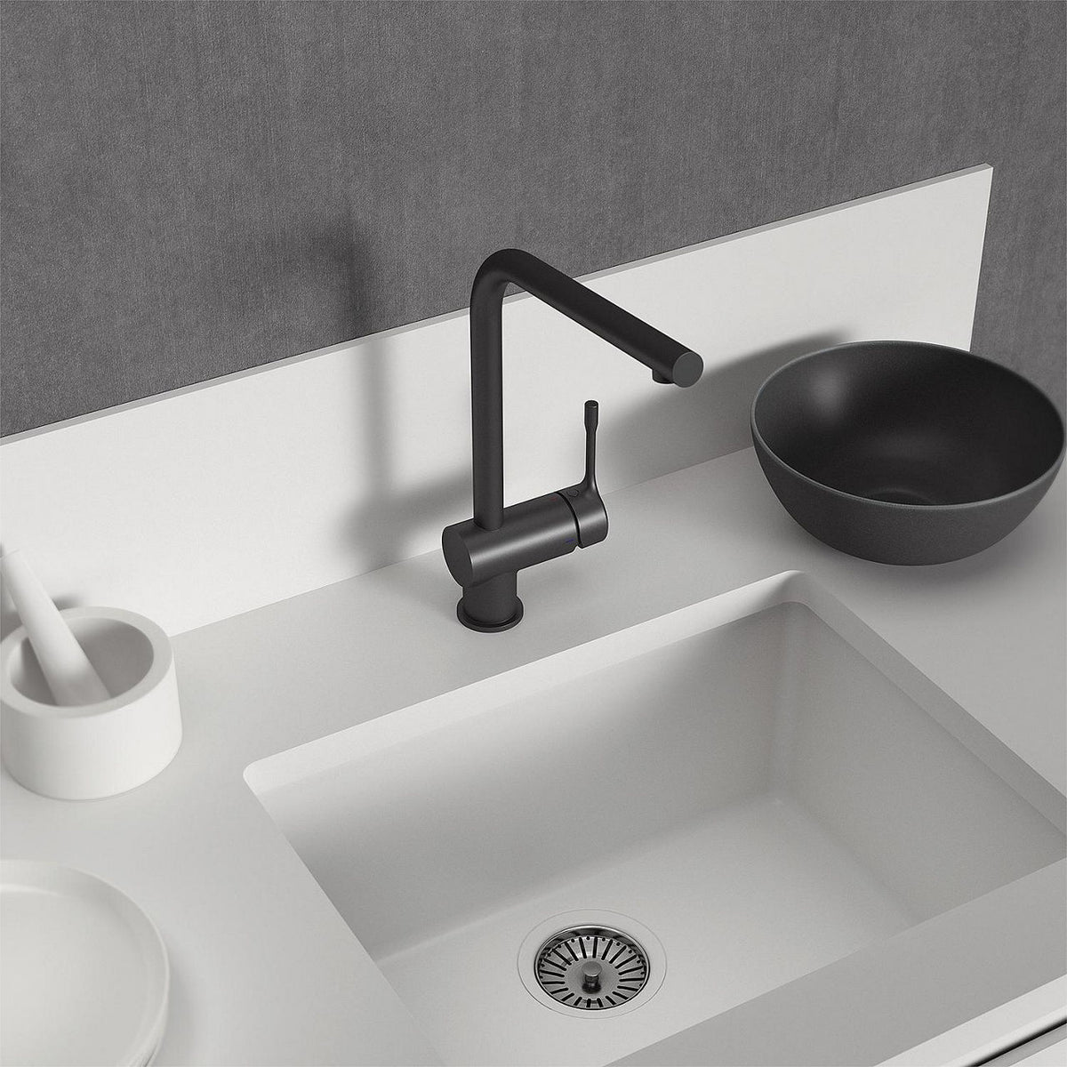 Mitigeur d'évier Ideal Standard Ceralook, bec pivotant, noir mat