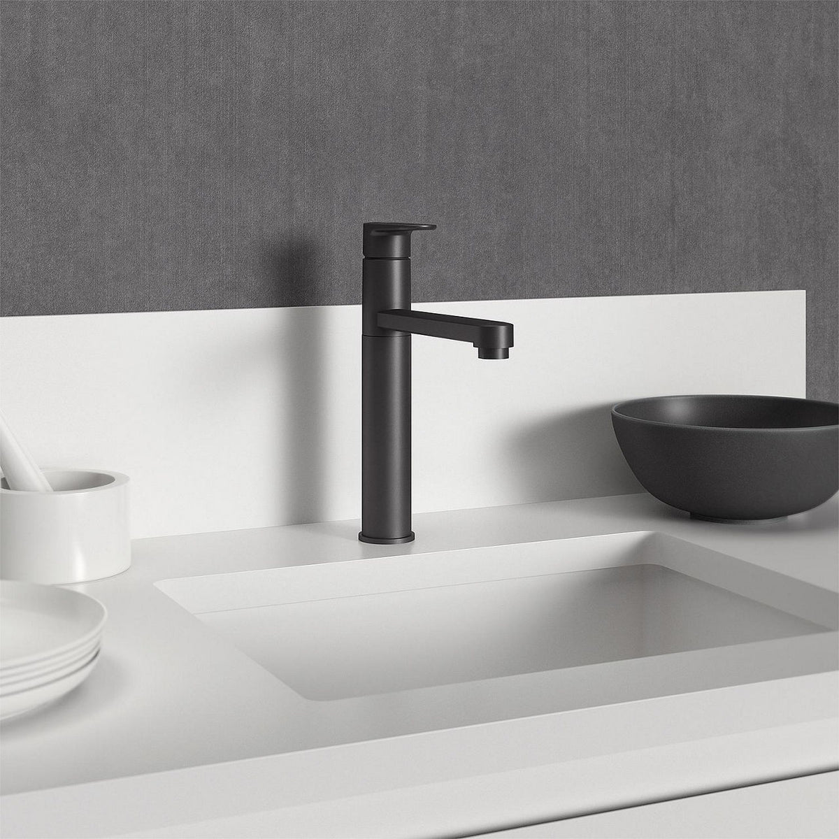 Mitigeur d'évier Ideal Standard Cerafine O bec pivotant saillie 205 mm noir mat