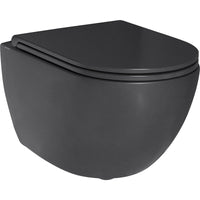 Pack combiné Elanda WC suspendu à fond creux, noir mat, sans bride de rinçage + Abattant WC fermeture douce