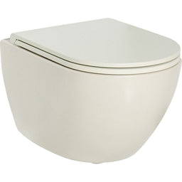 Pack combiné Elanda WC suspendu à fond creux, perle matt, sans bride de rinçage + WC abattant fermeture douce