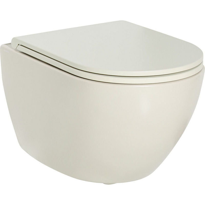 Pack combiné Elanda WC suspendu à fond creux, perle matt, sans bride de rinçage + WC abattant fermeture douce
