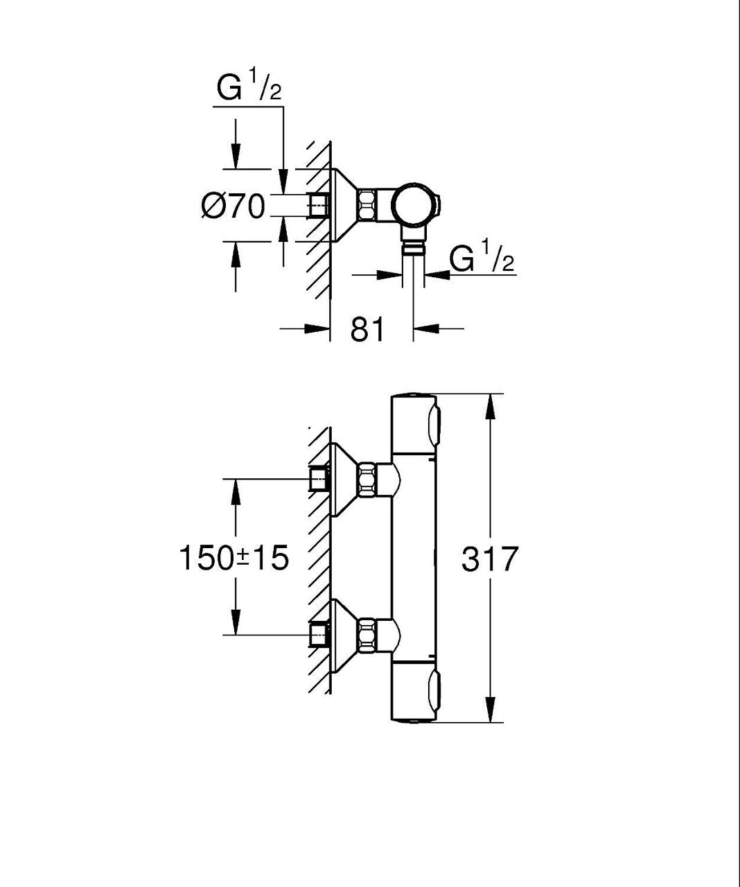 Thermostatique douche apparent Grohe Grohtherm 500