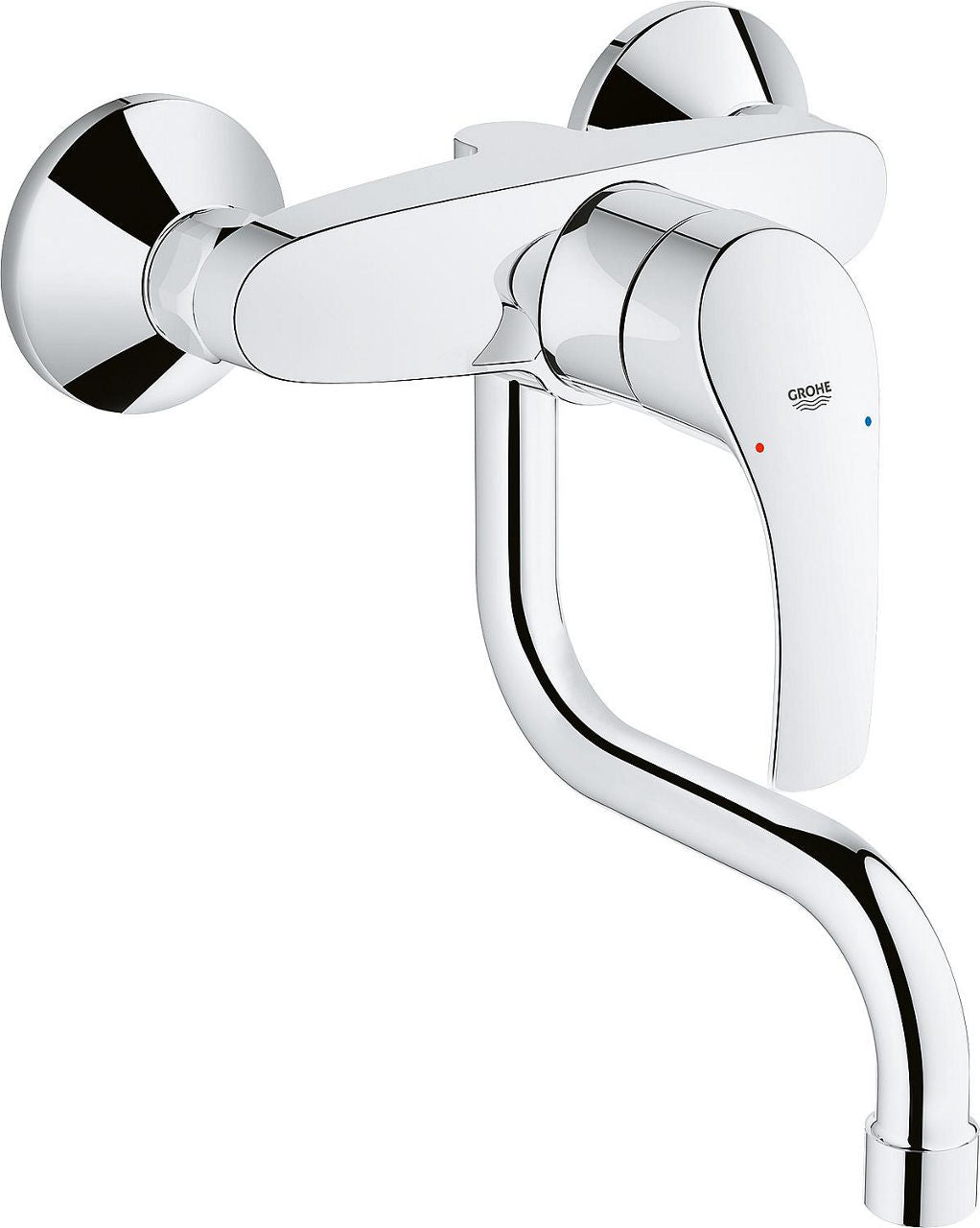 Mitigeur d'évier mural Grohe Eurosmart avec bec pivotant