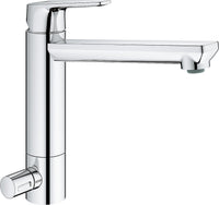 Mitigeur d'évier Grohe BauEdge avec robinet d'arrêt, chromé