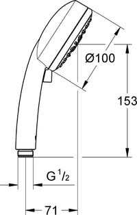 Douchette Grohe Tempesta C100 4 jets Ø 100 mm chromé