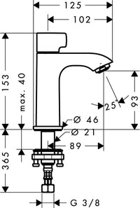 Robinet sur colonne Hansgrohe Metris saillie 89 mm chromé