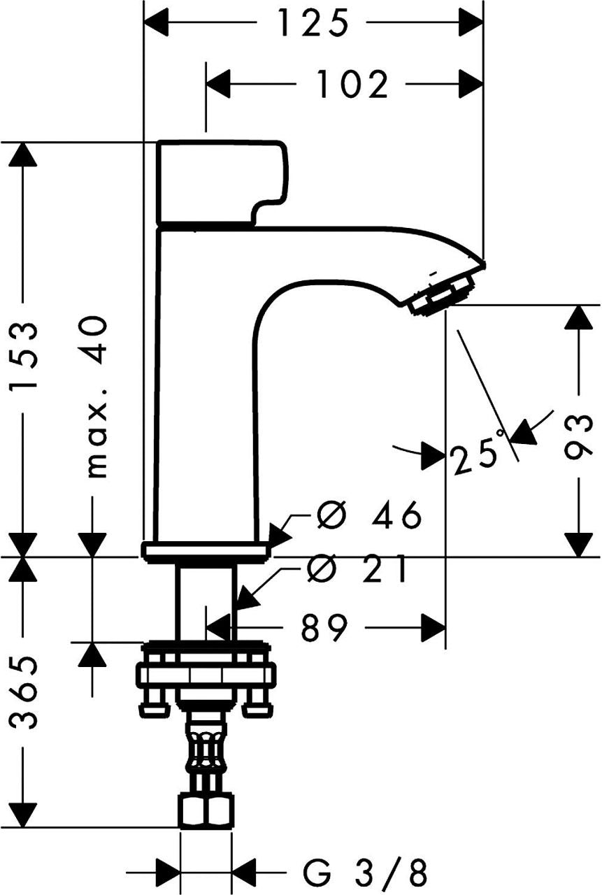 Robinet sur colonne Hansgrohe Metris saillie 89 mm chromé