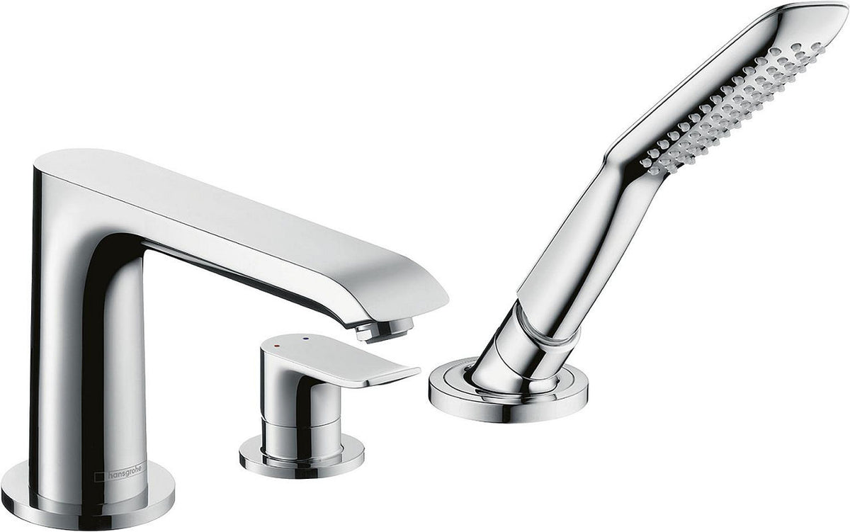 Mitigeur bord baignoire 3 trous Hansgrohe Metris saillie 194 mm chromé