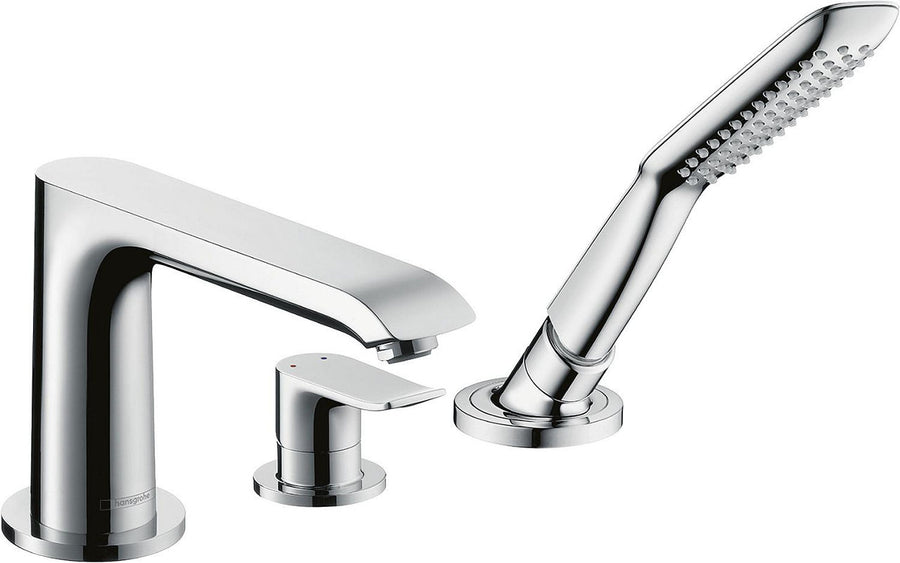 Mitigeur bord baignoire 3 trous Hansgrohe Metris saillie 194 mm chromé